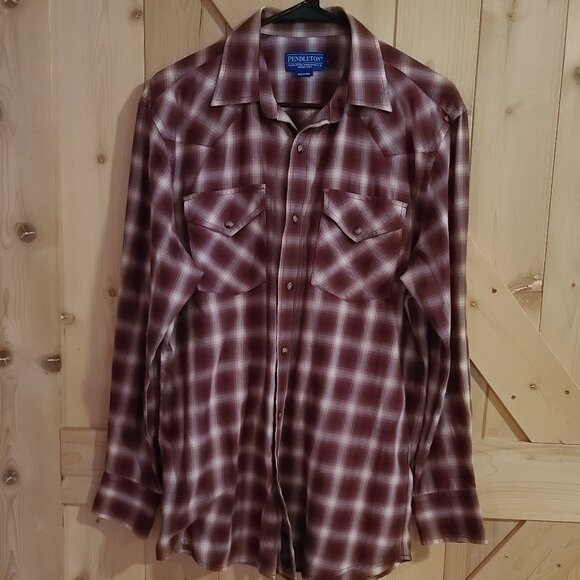 Pendleton Other - Pendleton Shirt Men Small Long Sleeve Pearl Snap Red Plaid Western Cowboy